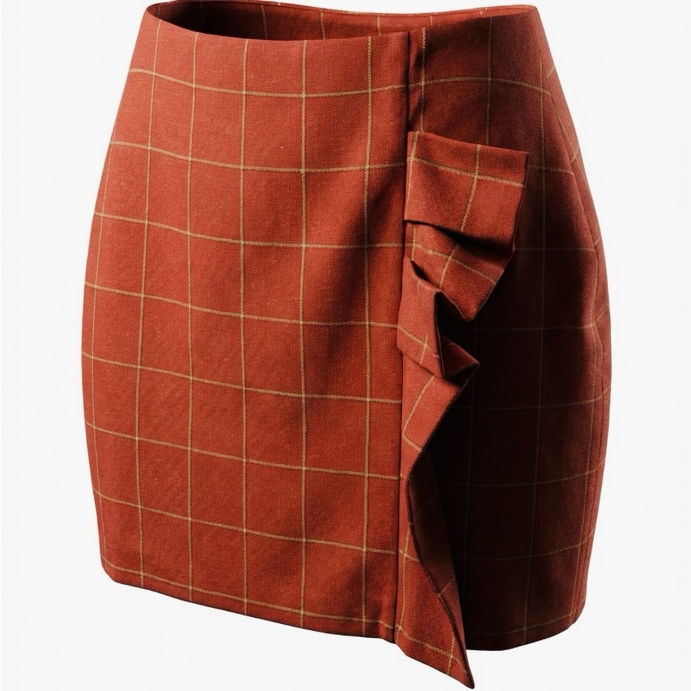 Gianni Bini Rust Plaid A-Line Skirt